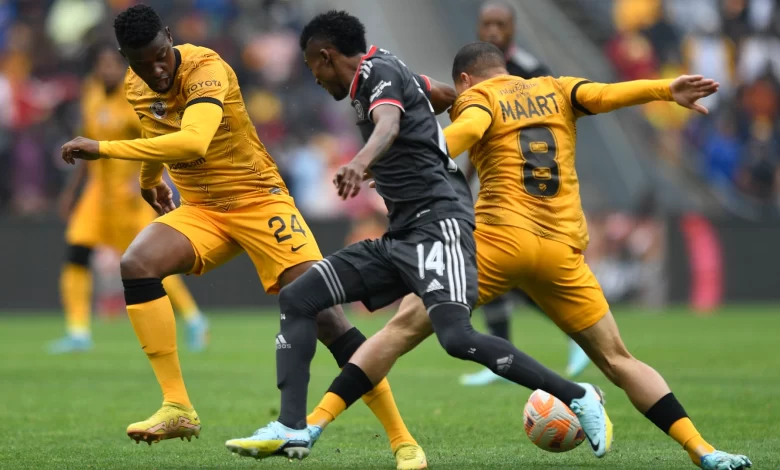 Phathutshedzo Nange, Monnapule Saleng and Yusuf Maart during the Soweto derby