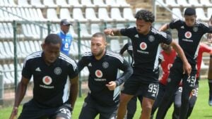 Orlando Pirates players at training at Rand Stadium