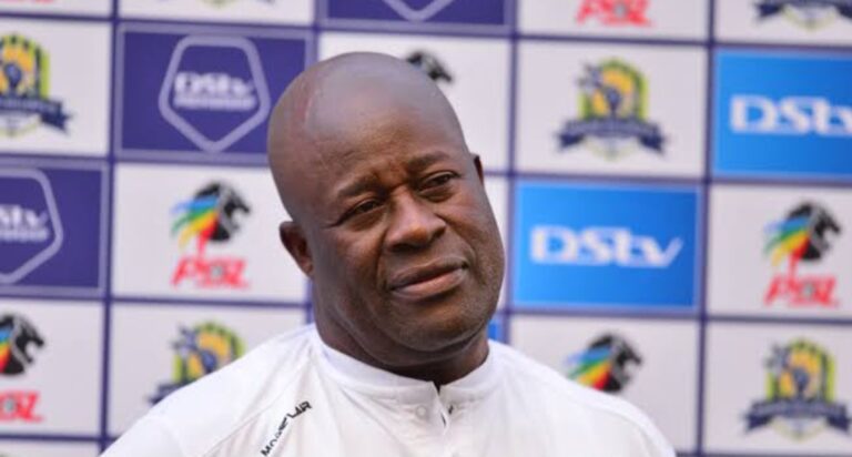 Marumo Gallants assistant coach Raymond Mdaka attending a press conference