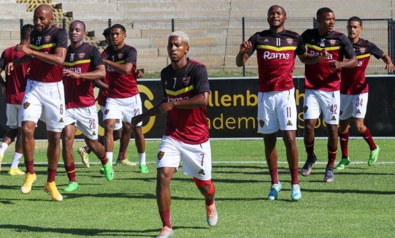 Stellenbosch FC players doing warm-ups