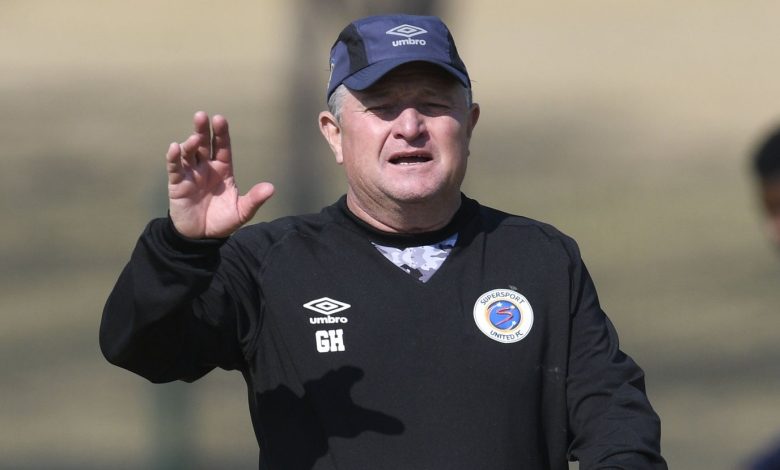 SuperSport United head coach Gavin Hunt conducting a training session
