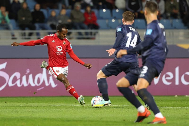 Percy Tau shoots for Al Ahly