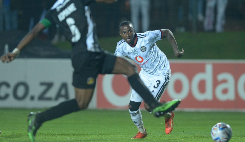 Thembinkosi Lorch of Orlando Pirates in action against All Stars. He is backed By Tapelo Xoki to fire on all cylinders