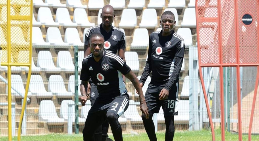 Thembinkosi Lorch, Kabelo Dlamini and Evidence Makgopa at training