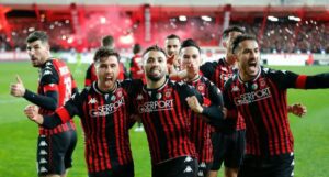 USM Alger celebrate against Marumo Gallants
