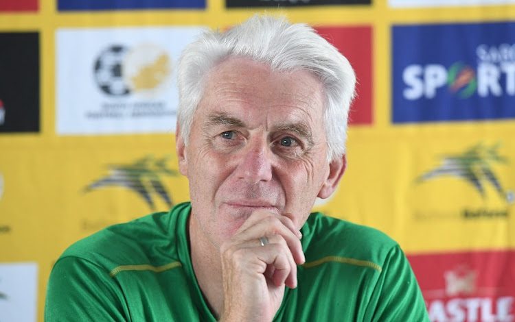 Hugo Broos during a Bafana Bafana's press conference