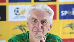 Hugo Broos during a Bafana Bafana's press conference
