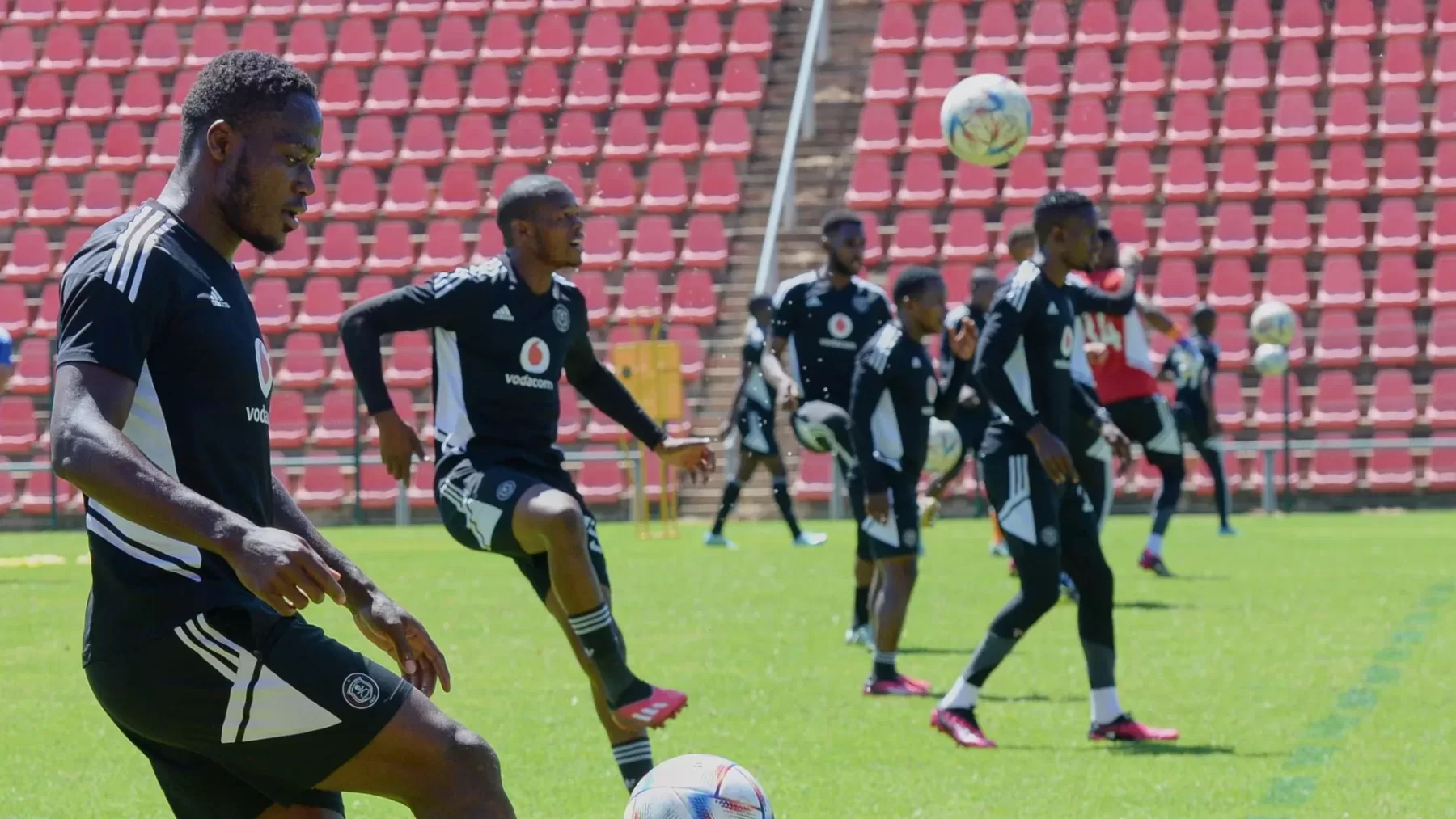 Orlando Pirates players at training ahead of Nedbank Cup clash with VFA 