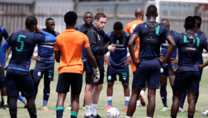 AmaZulu players and Romain Folz during training