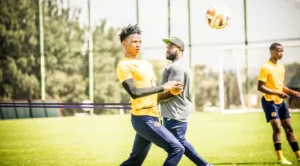 Kaizer Chiefs defender Austin Dube training