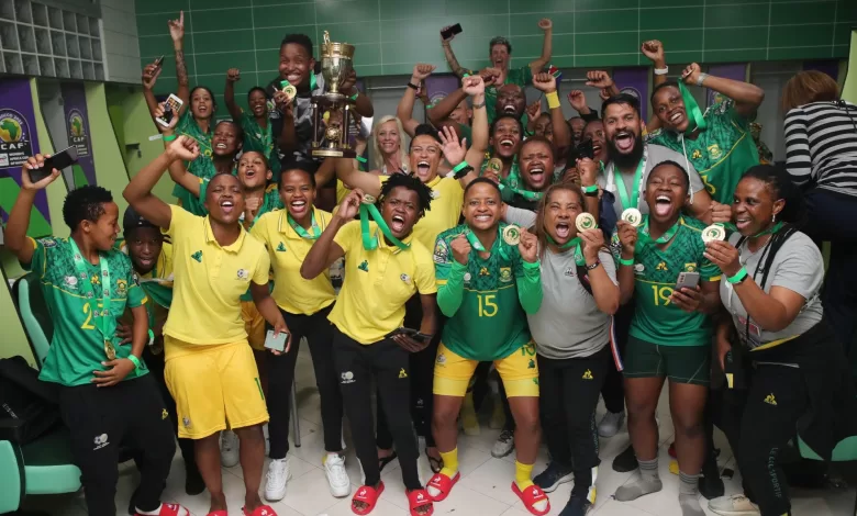 Banyana Banyana in celebrations after winning the WAFCON tournament.