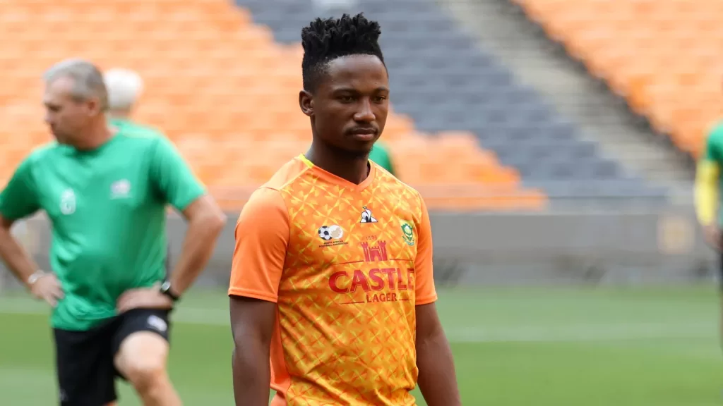 Cassius Mailula during a Bafana Bafana training session 