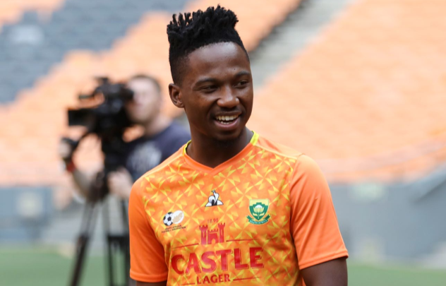 Cassius Mailula during a Bafana Bafana training session 