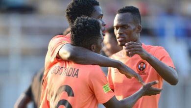 Polokwane City players celebrate a goal