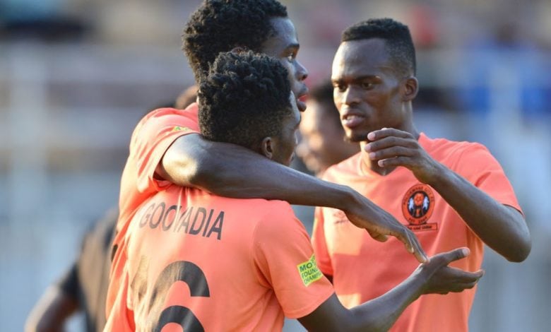 Polokwane City players celebrate a goal