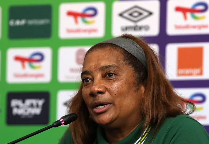 Banyana Banyana head coach, Desiree Ellis addressing the media