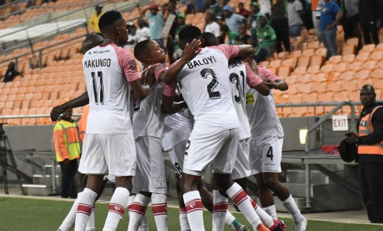 Dondol Stars celebrate their victory over AmaZulu FC in the Nedbank Cup