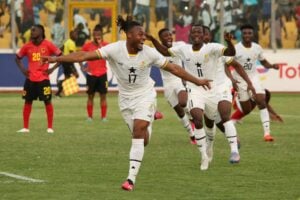 Ghana celebrate their only Goal against Angola