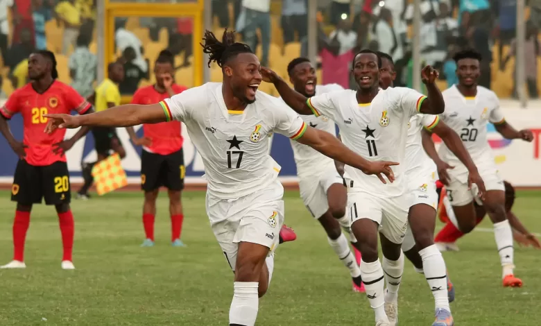 Ghana celebrate their only Goal against Angola