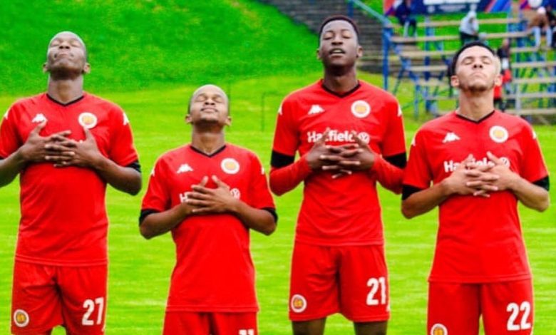 Highlands Park players in celebratory mood.