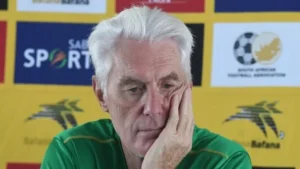 Bafana Bafana coach Hugp Broos addressing the media