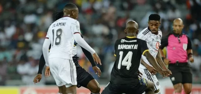 Kabelo Dlamini and Ramonyai during the Nedbank Cup clash