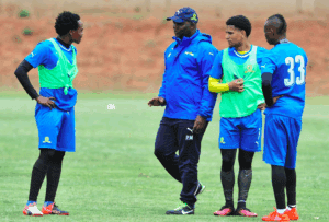 Keagan Dolly with Pitso Mosimane, Percy Tau and Khama Billiat during their time at Mamelodi Sundowns