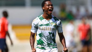 Kobamelo Kodisang in jubilation mood after scoring.
