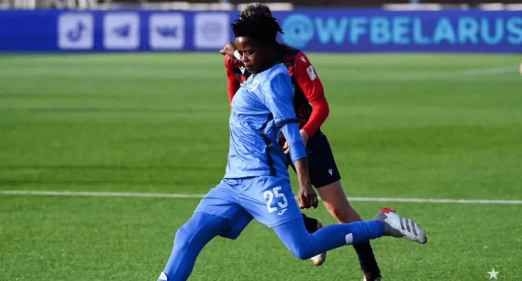 Banyana Banyana player, Lebohang Ramalepe in action for her previous club, FC Dinamo Minsk 