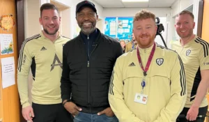 Lucas Radebe visiting his former side, Leeds United