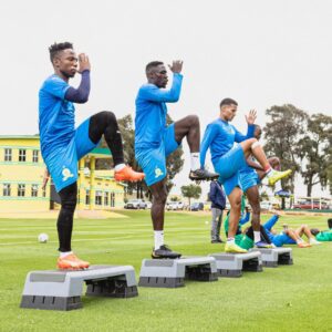 Mamelodi Sundowns players, coached by Rulani Mokwena at training