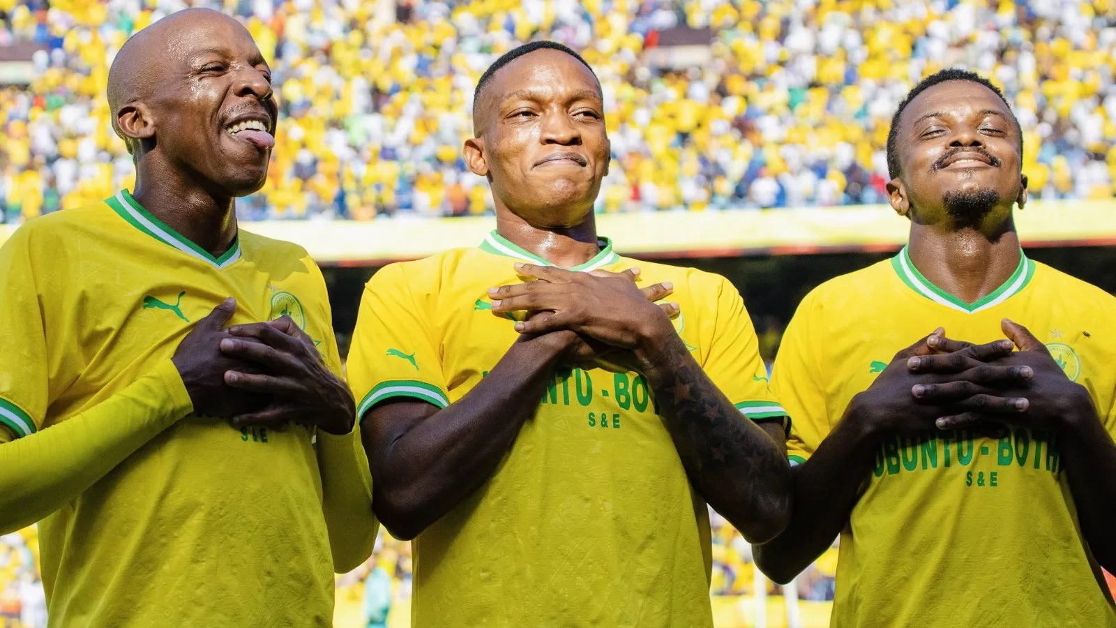 Mamelodi Sundowns players celebrating a goal