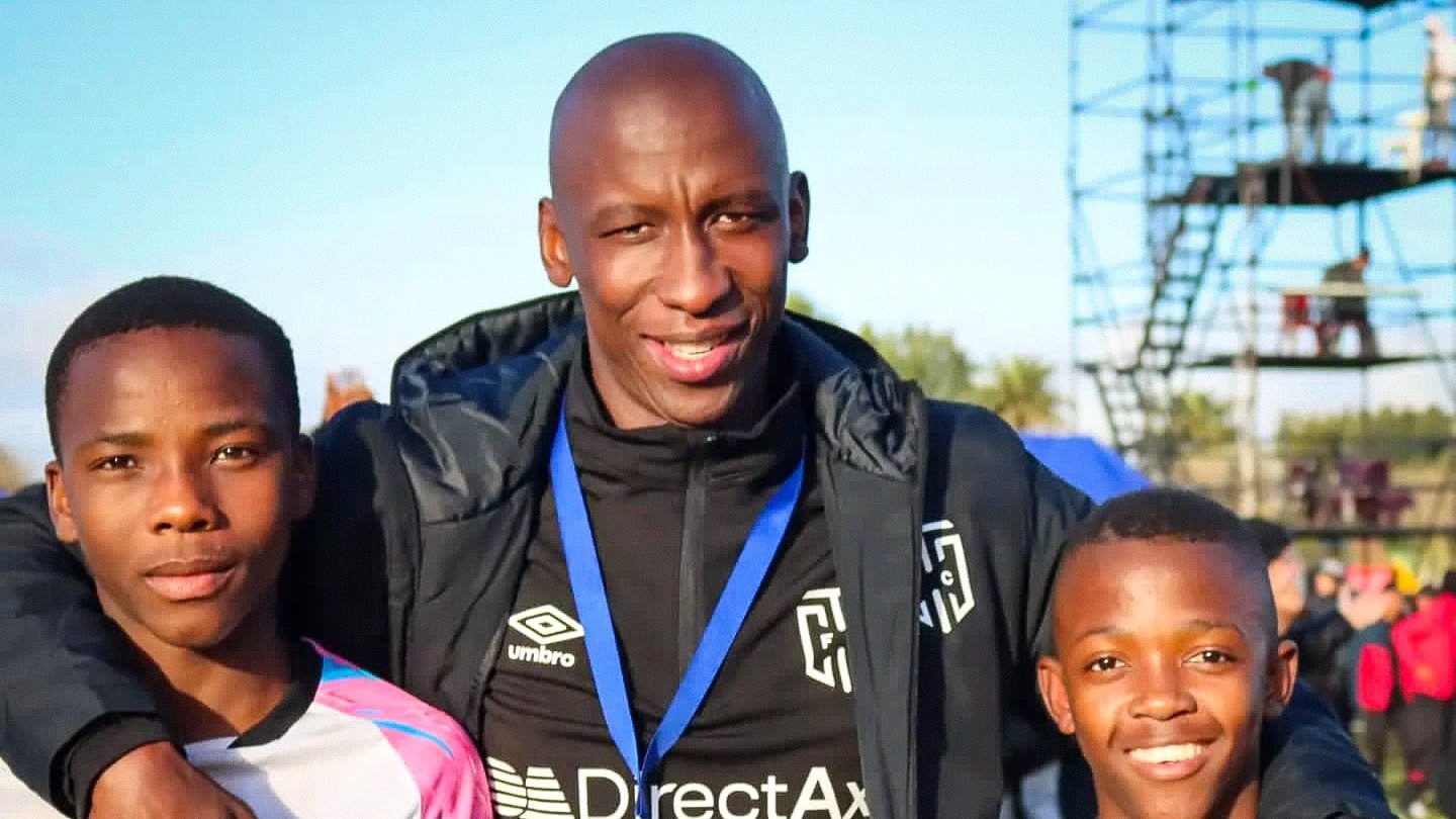 Mark Mayambela with Cape Town City youth players