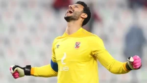 Mohamed El Shenawy in celebratory mood.