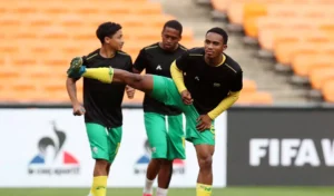 Njabulo Blom during a Bafana Bafana training session
