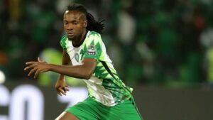 Olisa Ndah playing for the Super Eagles