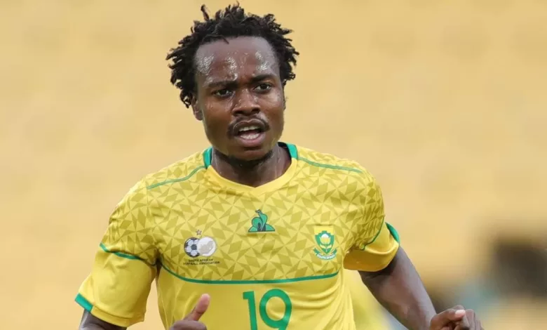 Percy Tau in Bafana Bafana colours.