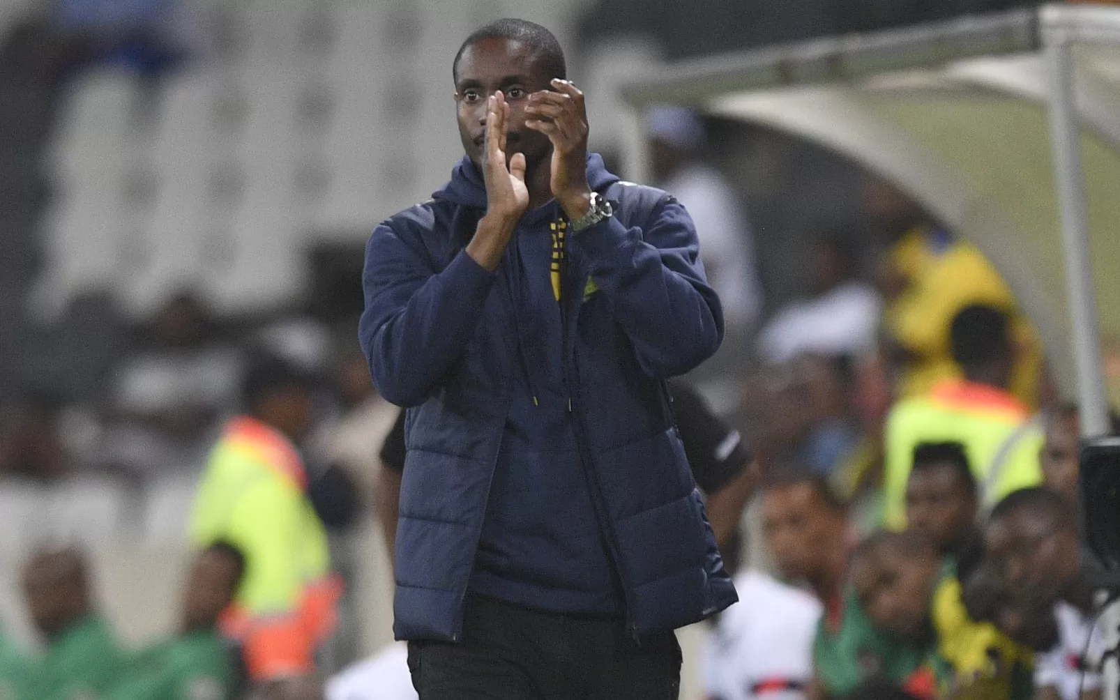 Rulani Mokwena on the touchline