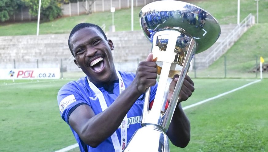 Siphamandla Mtolo after winning promotion to DStv Premiership