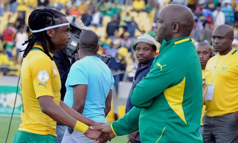 Siphiwe Tshabalala with Pitso Mosimane at Bafana Bafana