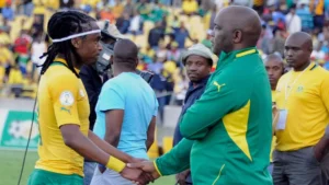 Siphiwe Tshabalala with Pitso Mosimane at Bafana Bafana