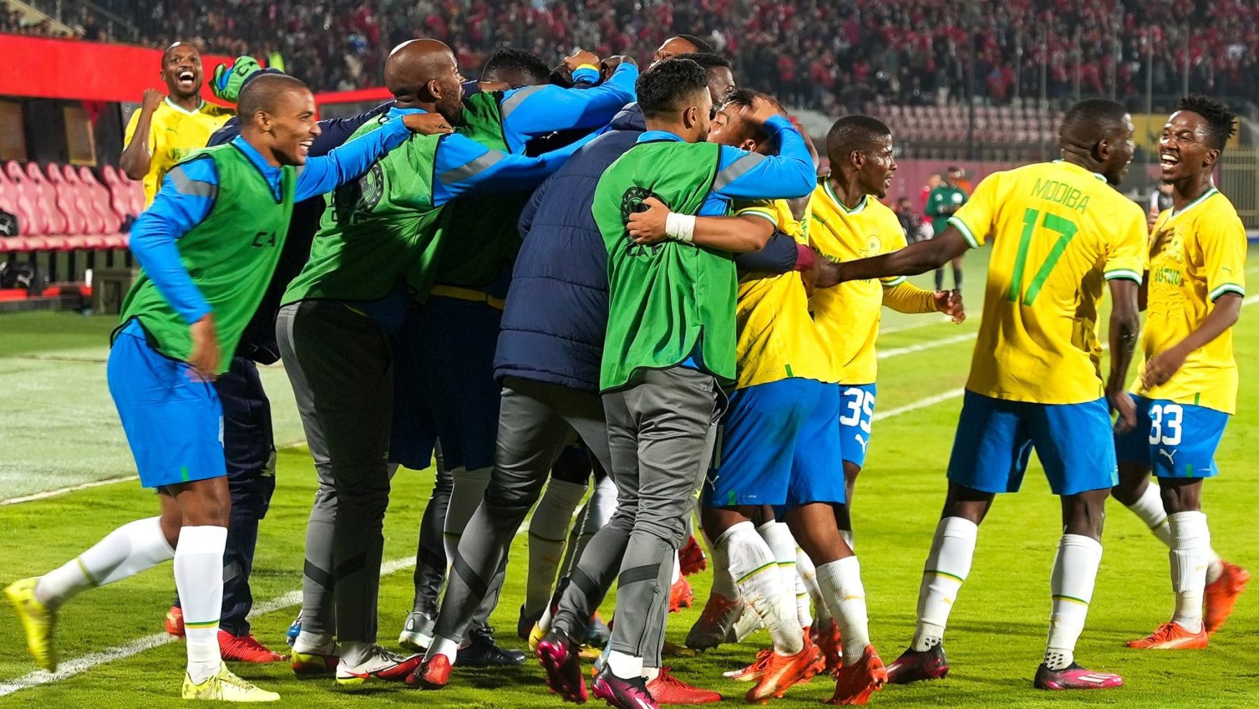 Sundowns players celebrating