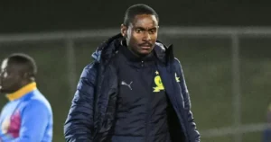 Mamelodi Sundowns coach Rulani Mokwena during a DStv Premiership match against Royal AM