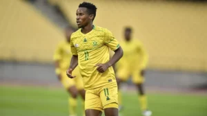 Mamelodi Sundowns winger Themba Zwane in Bafana Bafana colours.