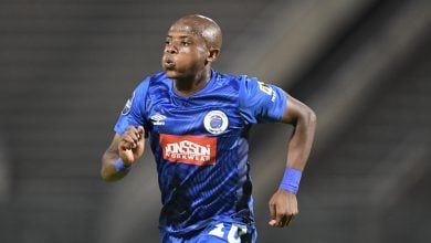 Zakhele Lepasa in action for SuperSport United in the DStv Premiership