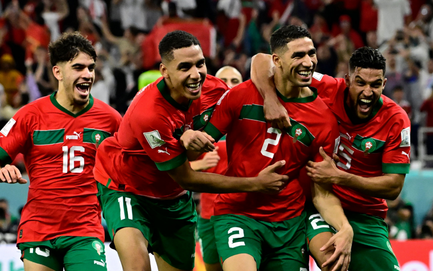 Morocco players in celebration mode