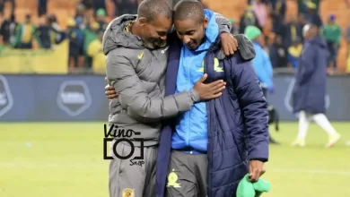 Arthur Zwane and Rulani Mokwena after a PSL game