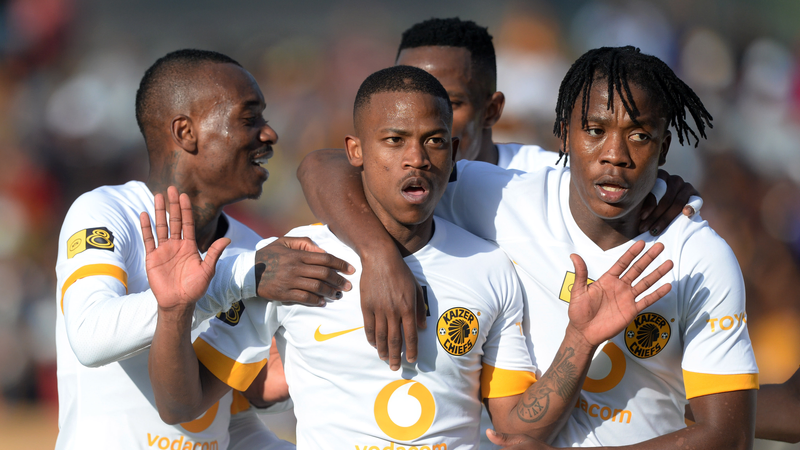 Ashley Du Preez celebrating a goal with his Kaizer Chiefs teammates 