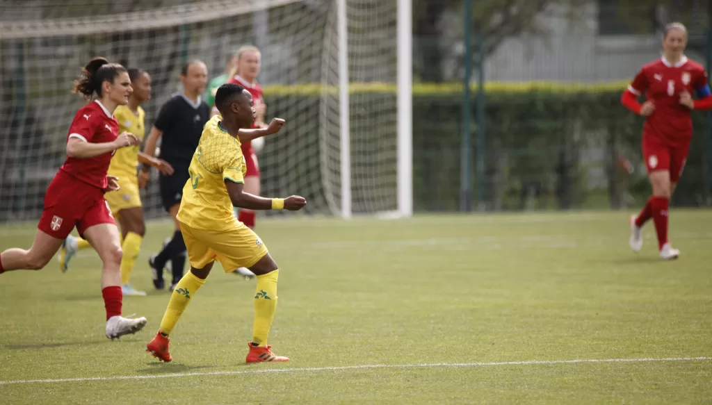 Banyana Banyana playing against Serbia