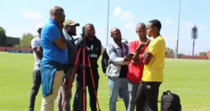 Banyana Banyana's goalkeeper, Andile Dlamini addressing the media about what they learned in their previous World Cup campaign